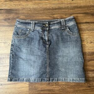 Vintage Y2K Blue Denim Jean Short Skort Mid Rise Sz 7 Pockets‎ Preppy Summer